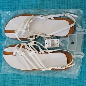 White Strappy Flat Sandles